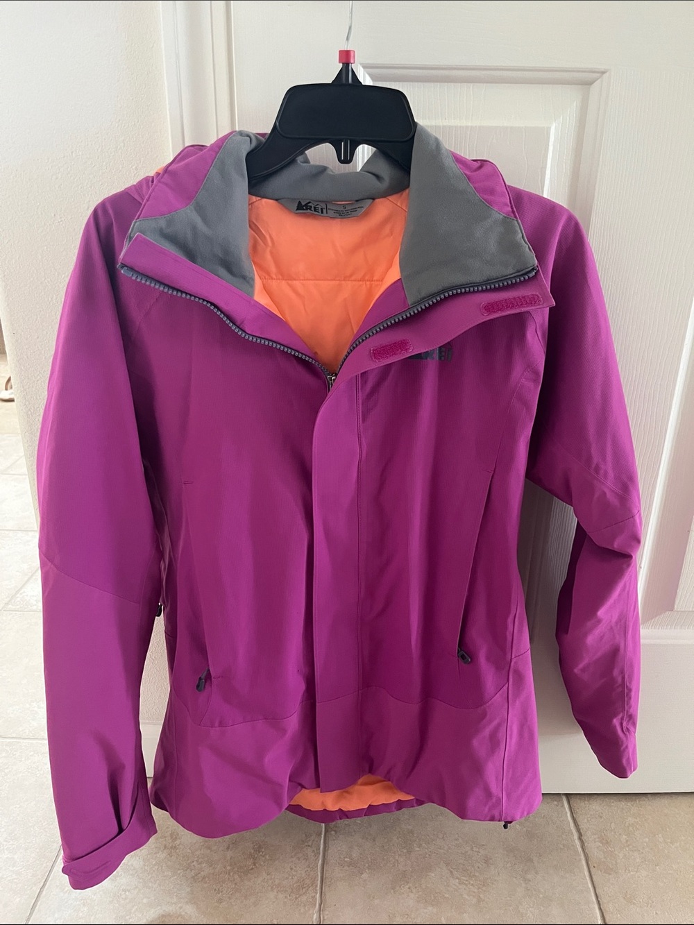 REI Women's Magenta Ski Jacket with Orange Lining